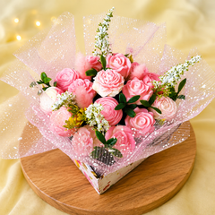 Scented Soy Wax Flower Square Bouquet
