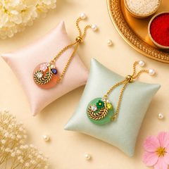 Bandhan Round Stone Rakhi - Set of 2 - SweeDesi