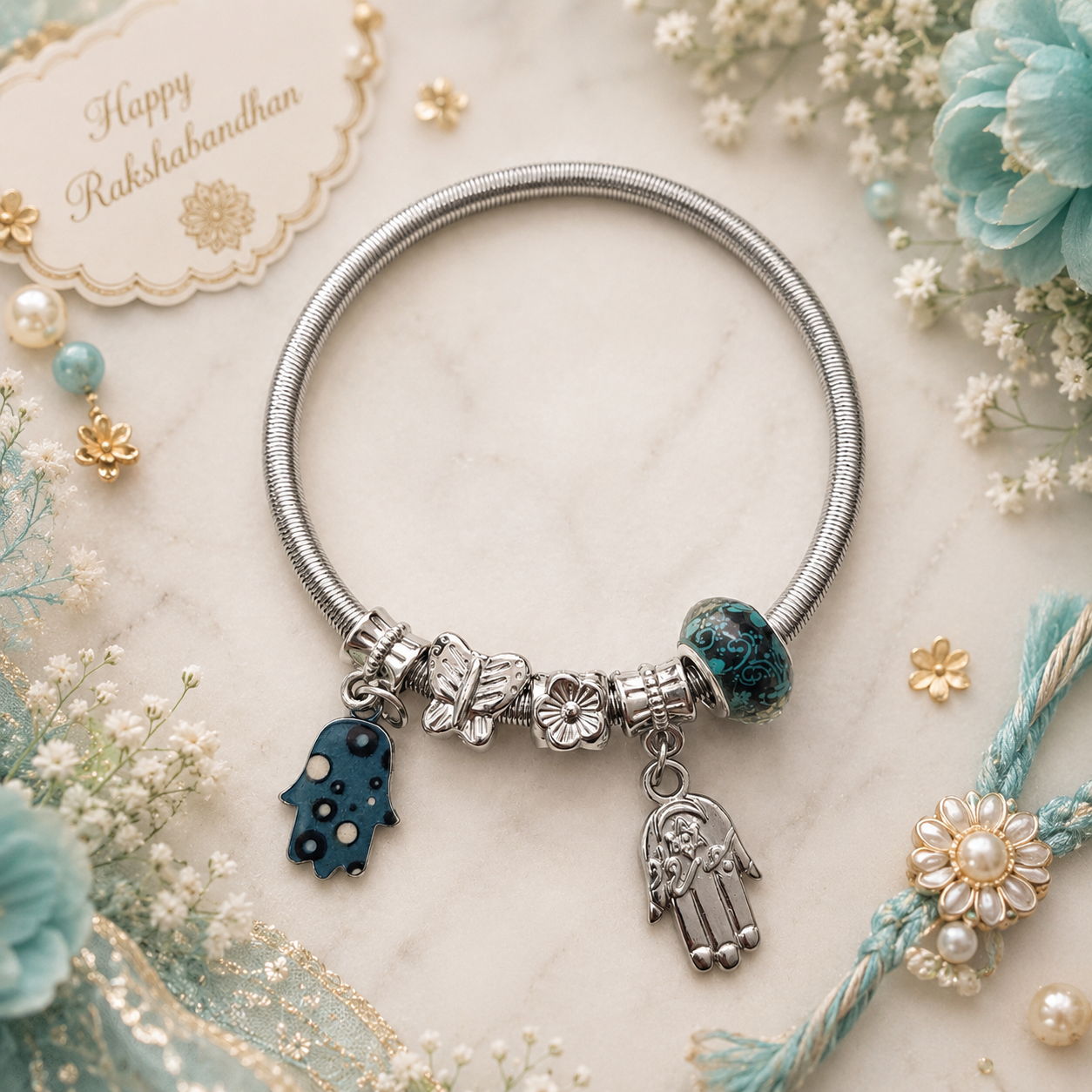 Hamsa Blessing Rakhi - SweeDesi
