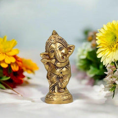 Brass Ganpati with Flute available online at SweeDesi
