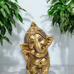 Brass Ganpati with Flute