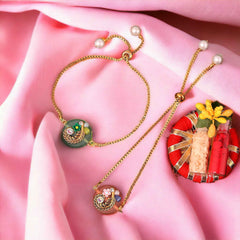 Bandhan Round Stone Rakhi - Set of 2