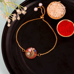 Bandhan Round Stone Rakhi - SweeDesi