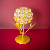 Gold Crystal Flower Glass Tea-Light Holder available online at SweeDesi