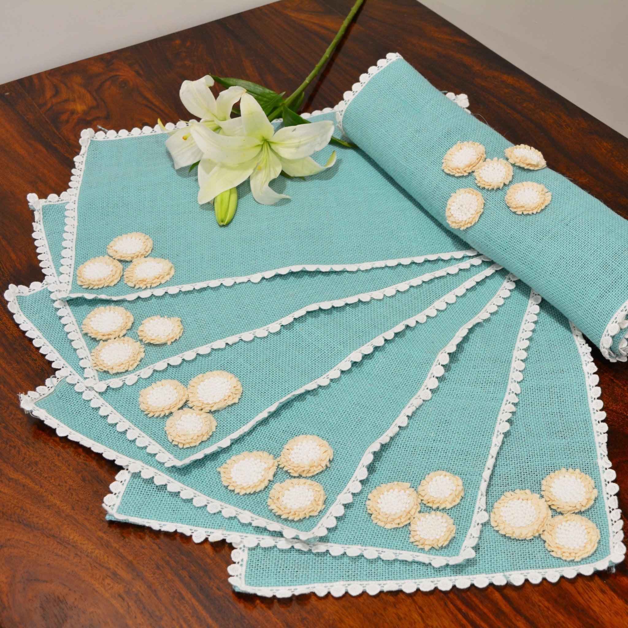 Jute Table Mat - Blue