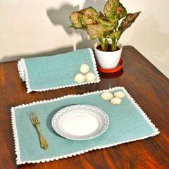 Jute Table Mat - Blue available online at SweeDesi