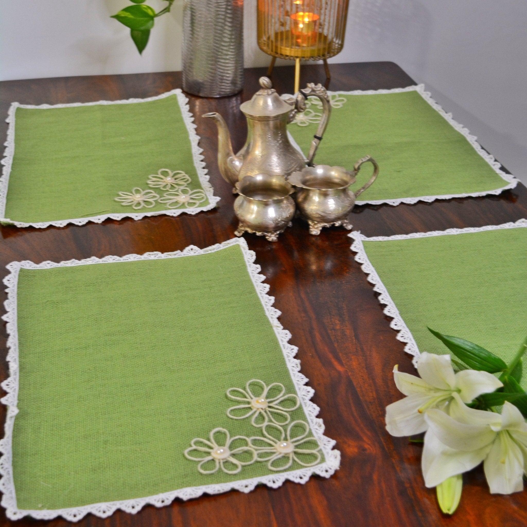 Jute Table Mat - Green available online at SweeDesi