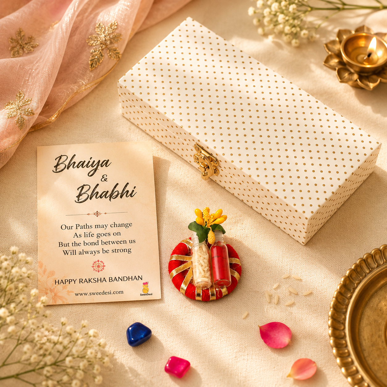 Bandhan Flower Rakhi Set - SweeDesi