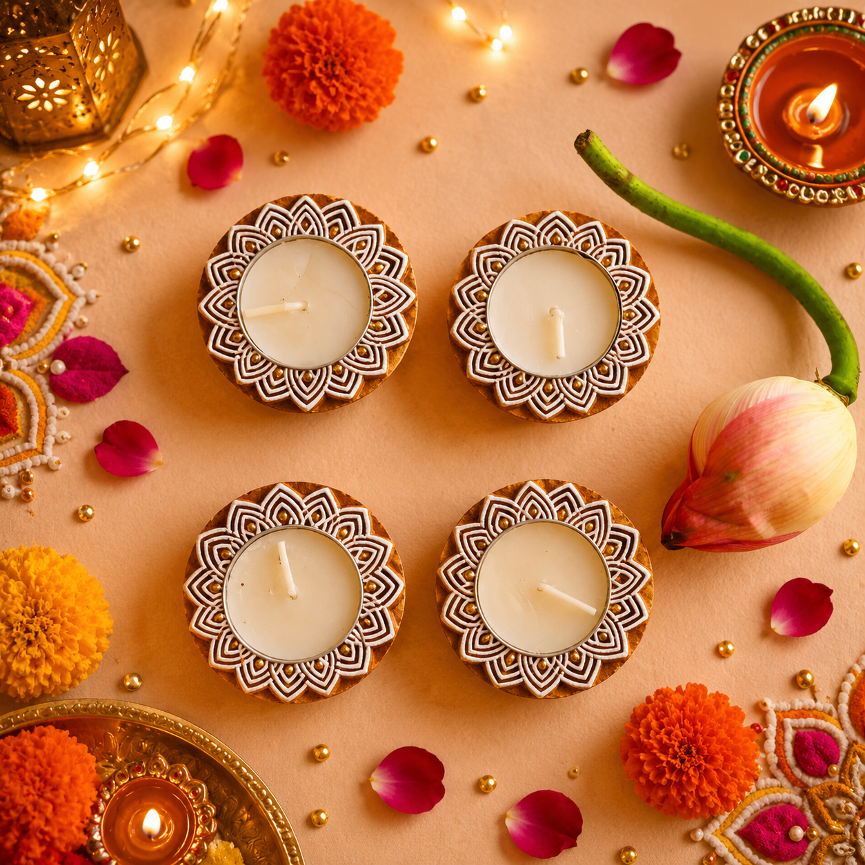 Wooden T light - Small ( Set of 4 ) - SweeDesi