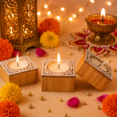 Wooden T light - Small ( Set of 4 ) - SweeDesi