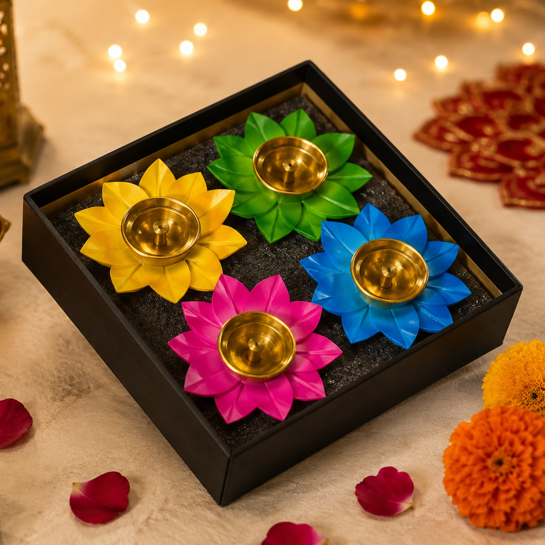 Brass Multicolor Diya - SweeDesi