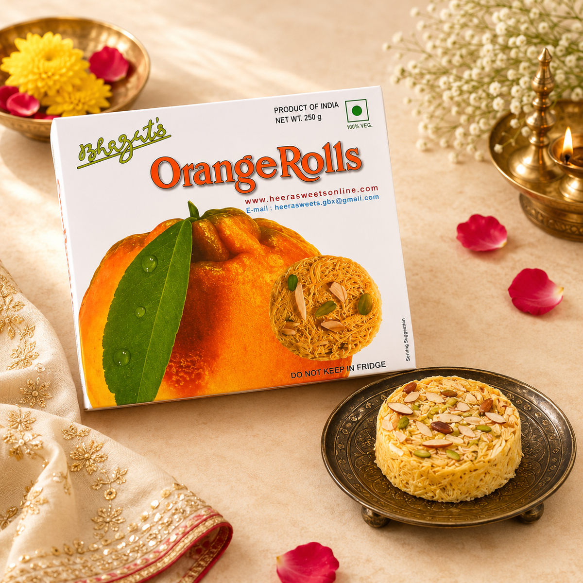 Orange Rolls - 250gm - SweeDesi