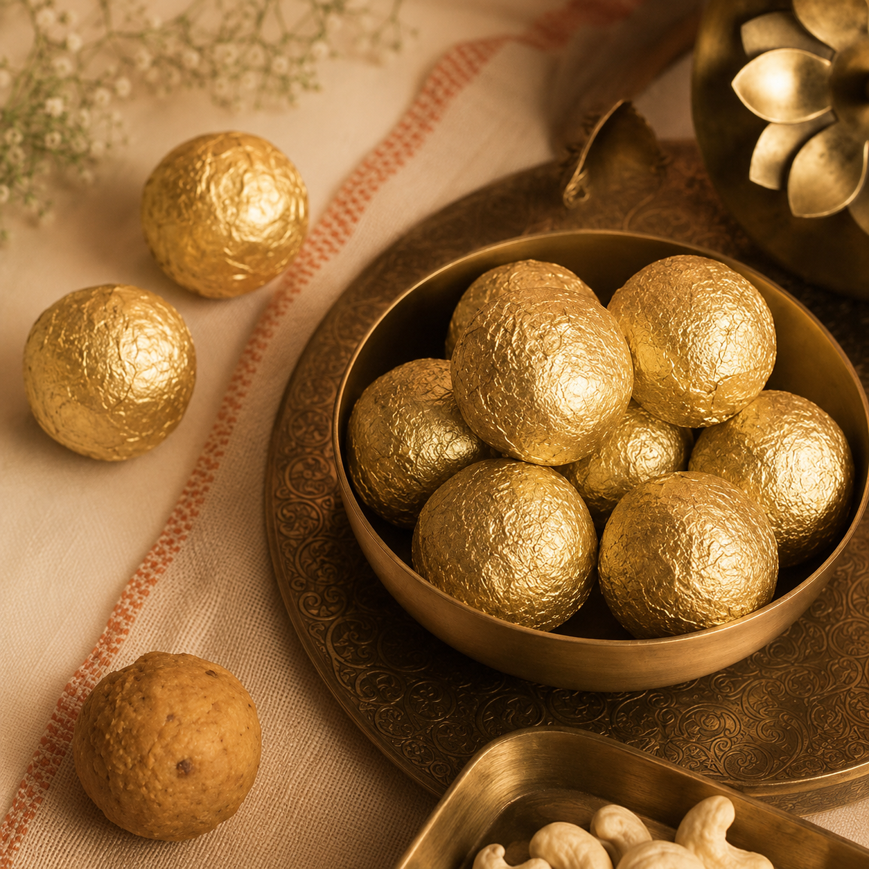 Roasted Chana Badam Laddu- 400gm - SweeDesi