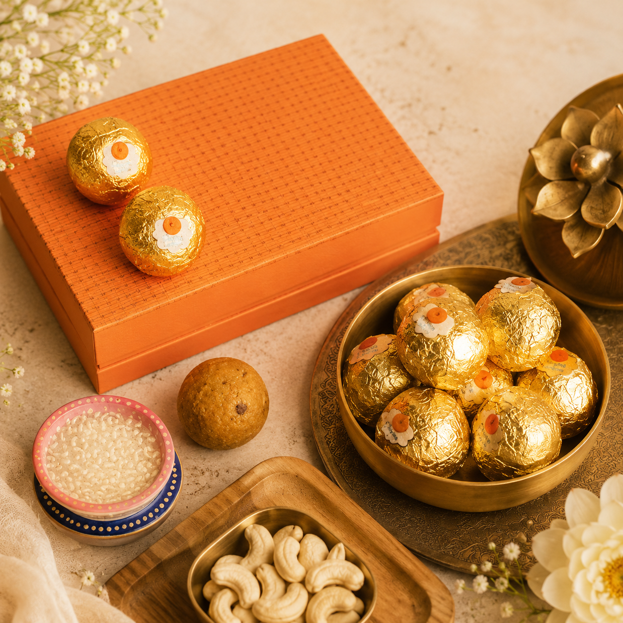 Roasted Chana Badam Laddu- 400gm - SweeDesi