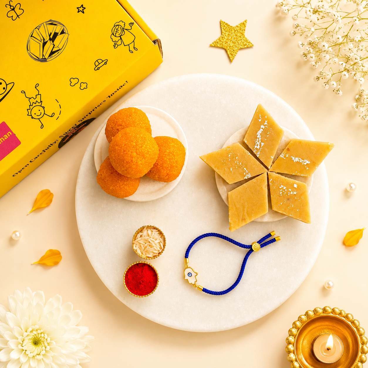 Evil Eye Hamsa Rakhi Hamper - SweeDesi