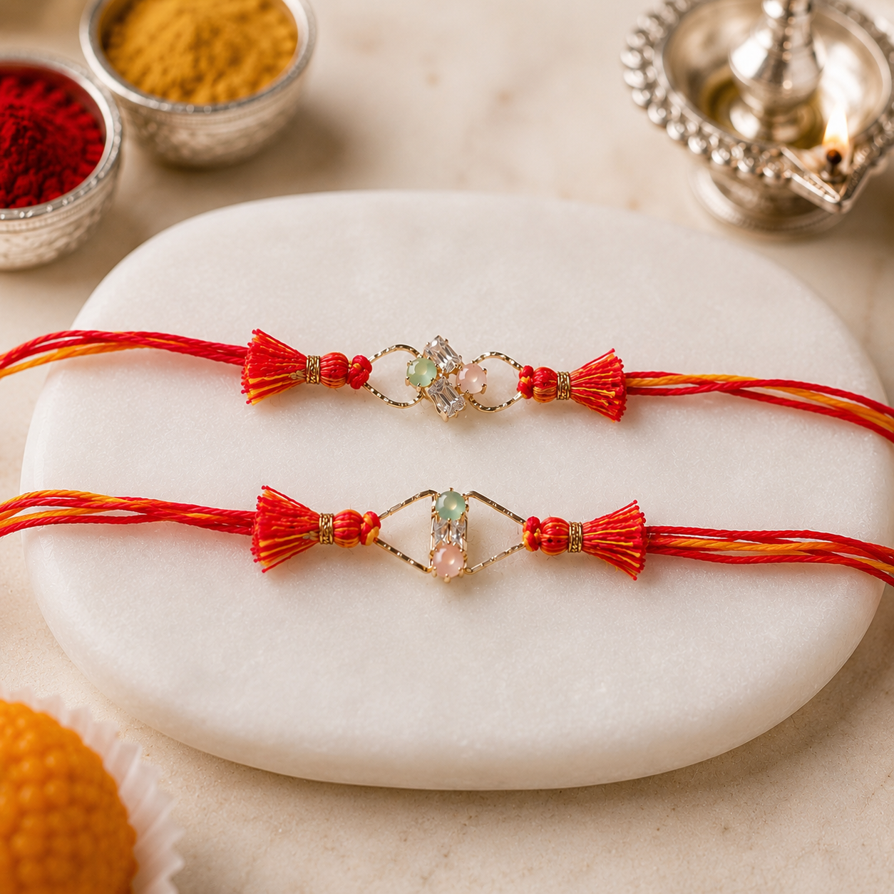 Bandhan Twin Sparkle Rakhi Set - SweeDesi