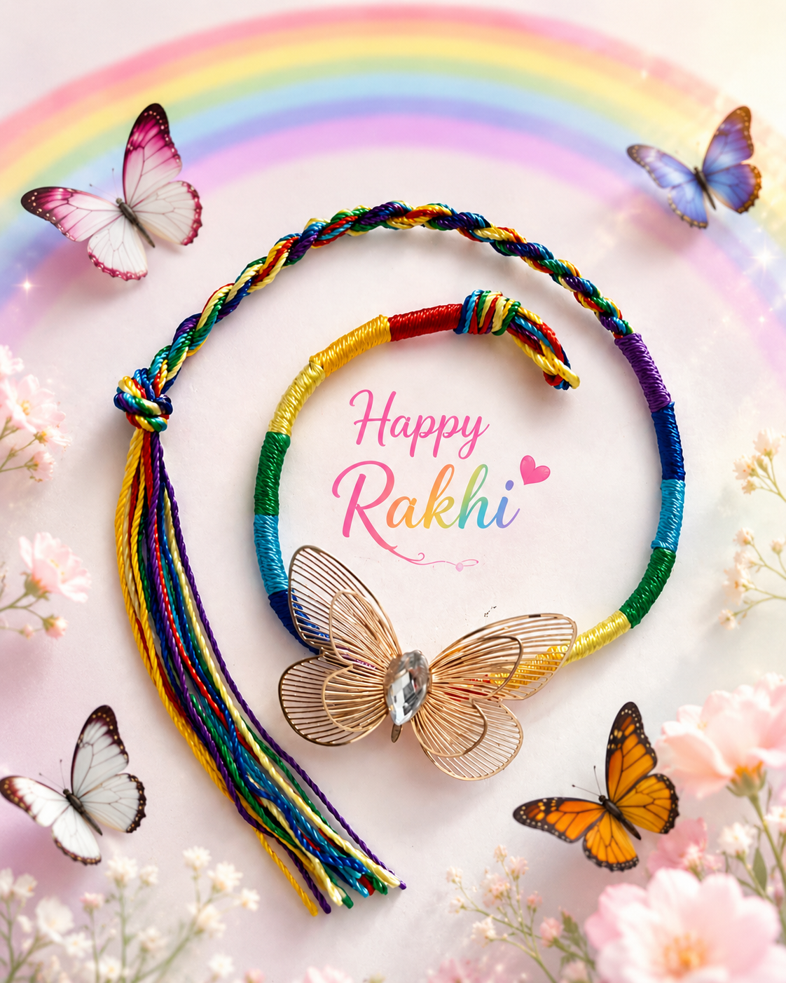 Rainbow Butterfly Rakhi - SweeDesi