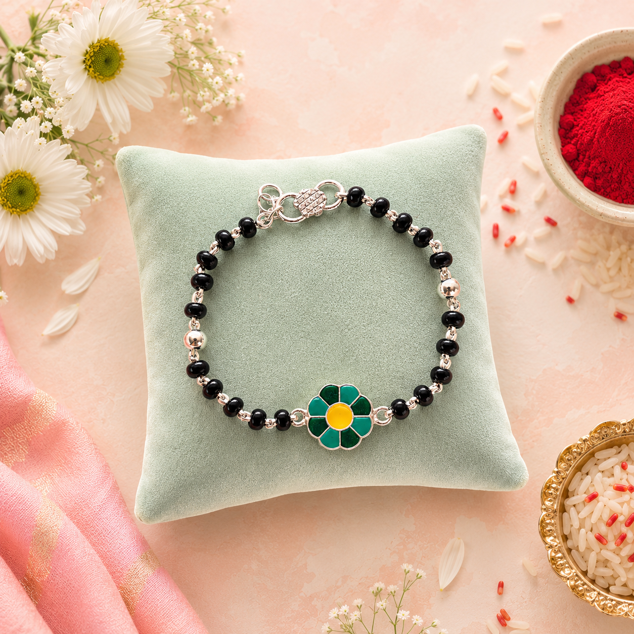 Bandhan Kids Silver "Flower" Bracelet - SweeDesi