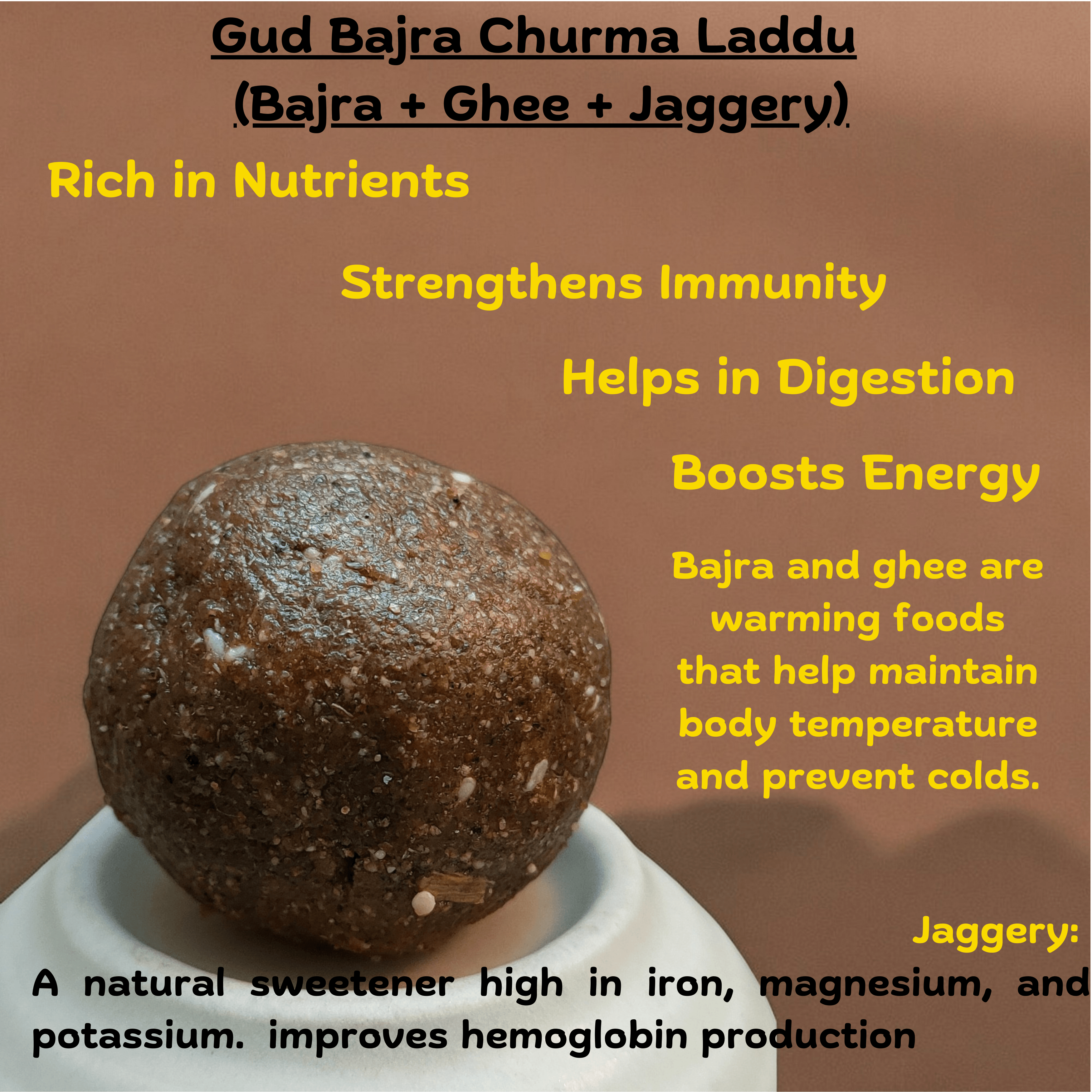 Gud Bajra Churma Laddu - 500gm - SweeDesi