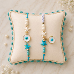 Turquoise Bhai-Bhabhi Rakhi Pair