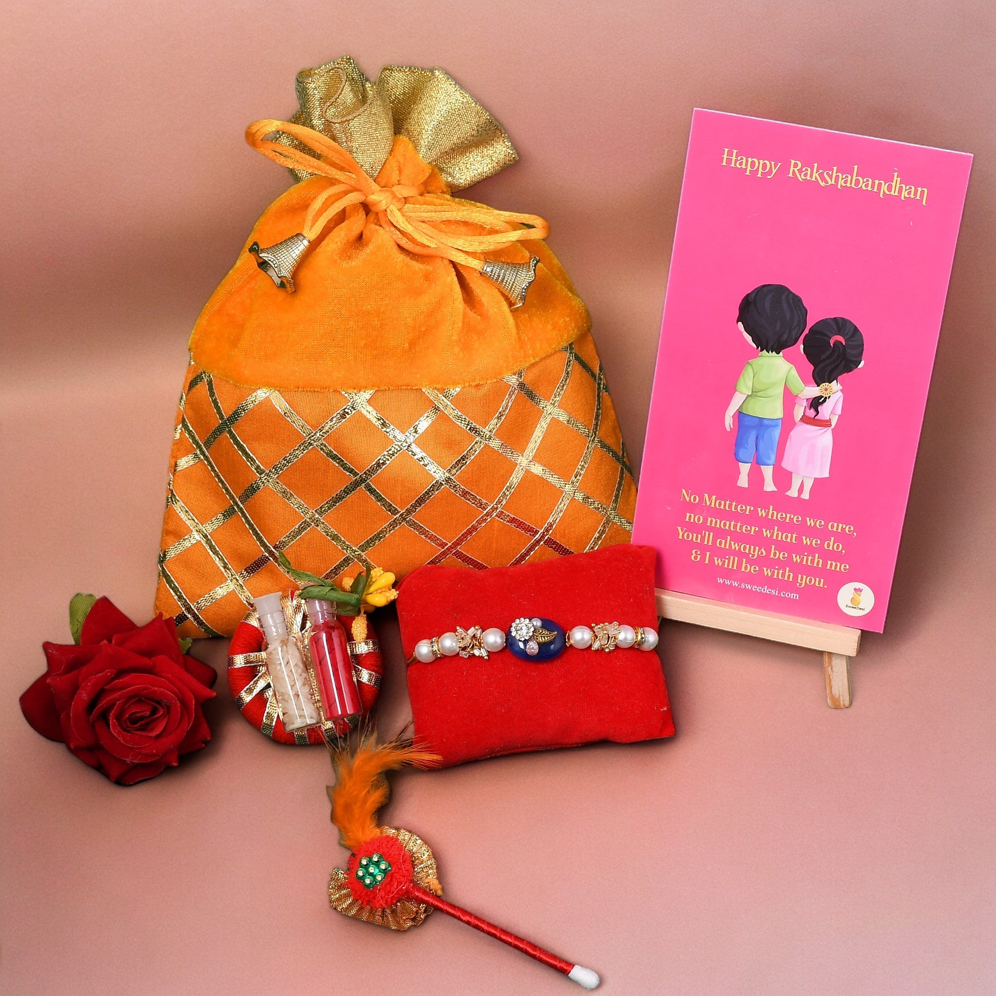 Bandhan Oval Stone Rakhi - For Bhai - SweeDesi