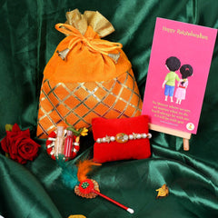 Bandhan Oval Stone Rakhi - For Bhai - SweeDesi