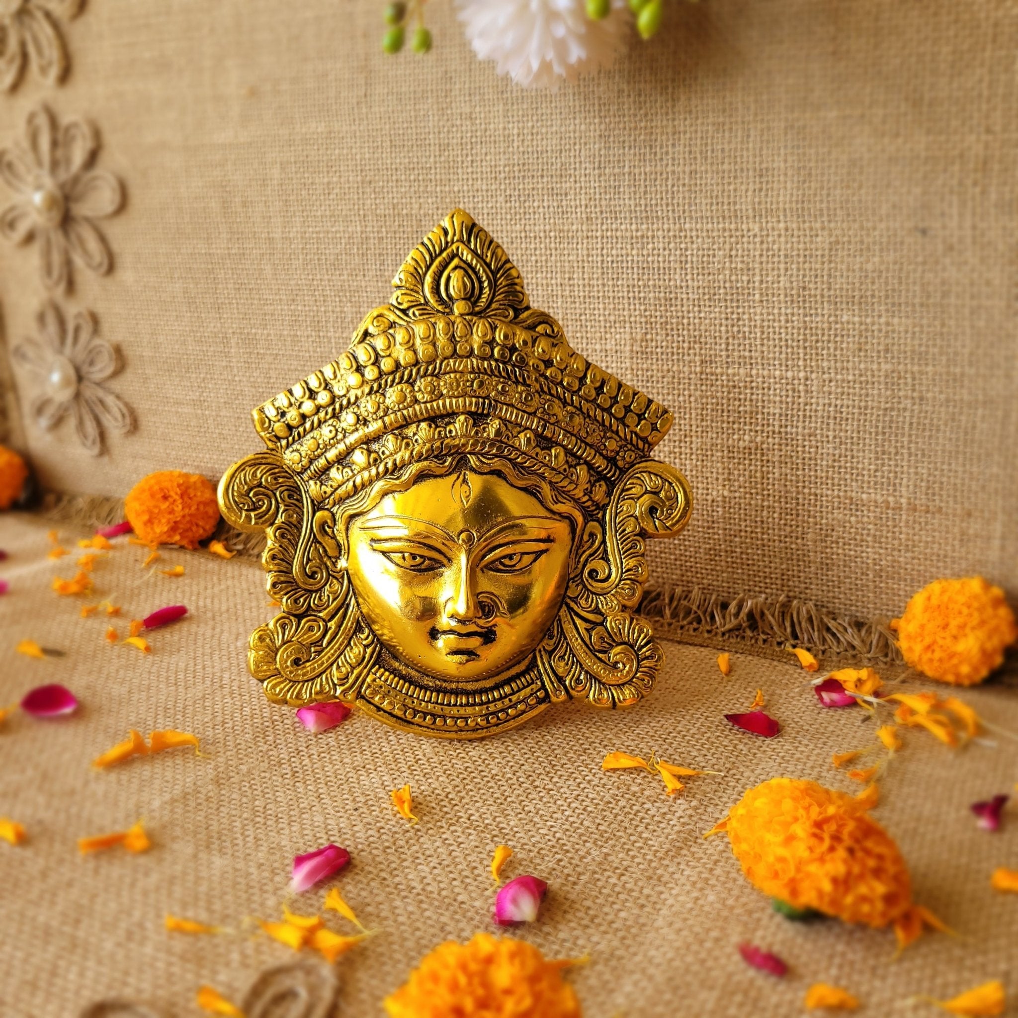 Auspicious Brass Durga Wall Decor - Serene Strength