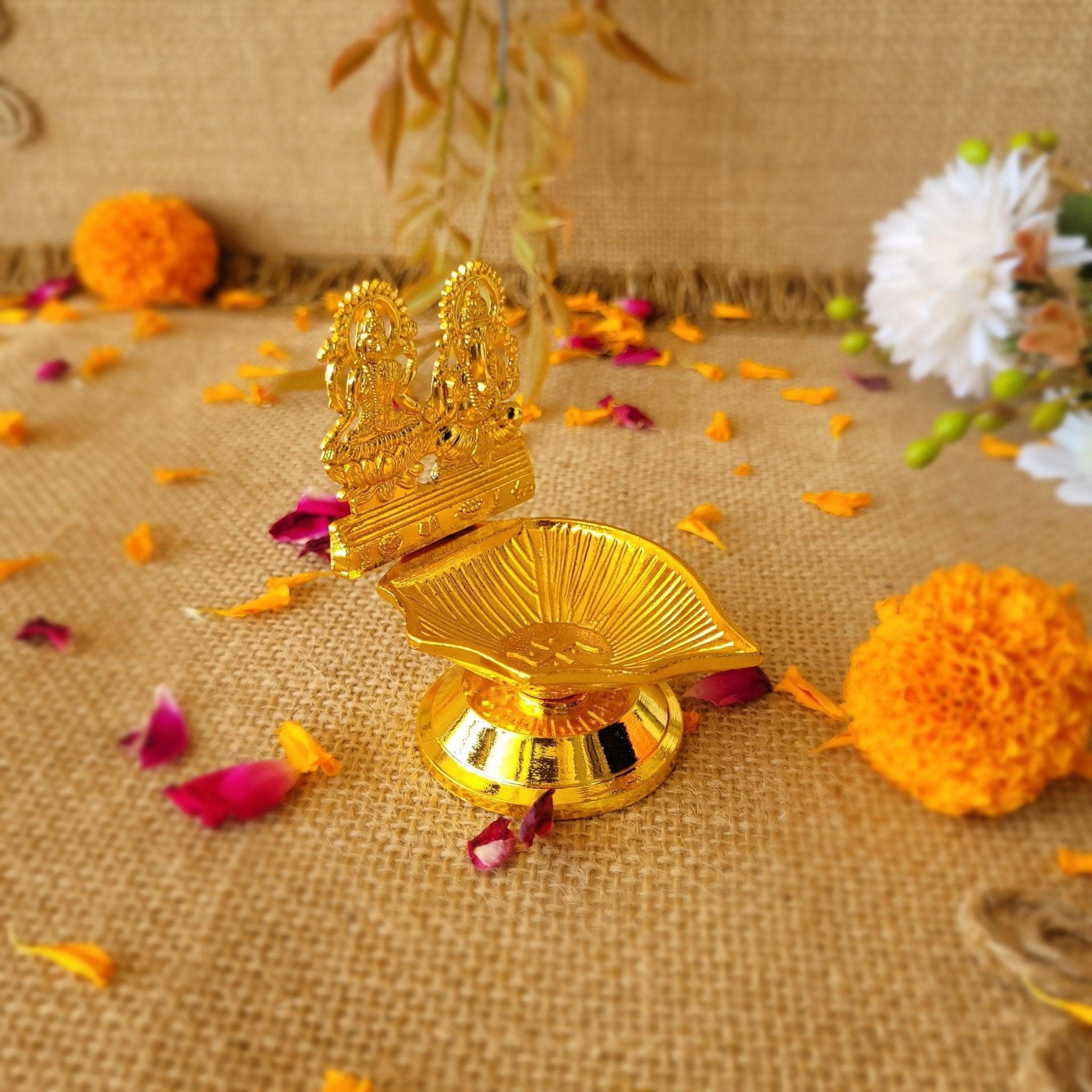 Brass Laxmi Ganesh Diya - SweeDesi