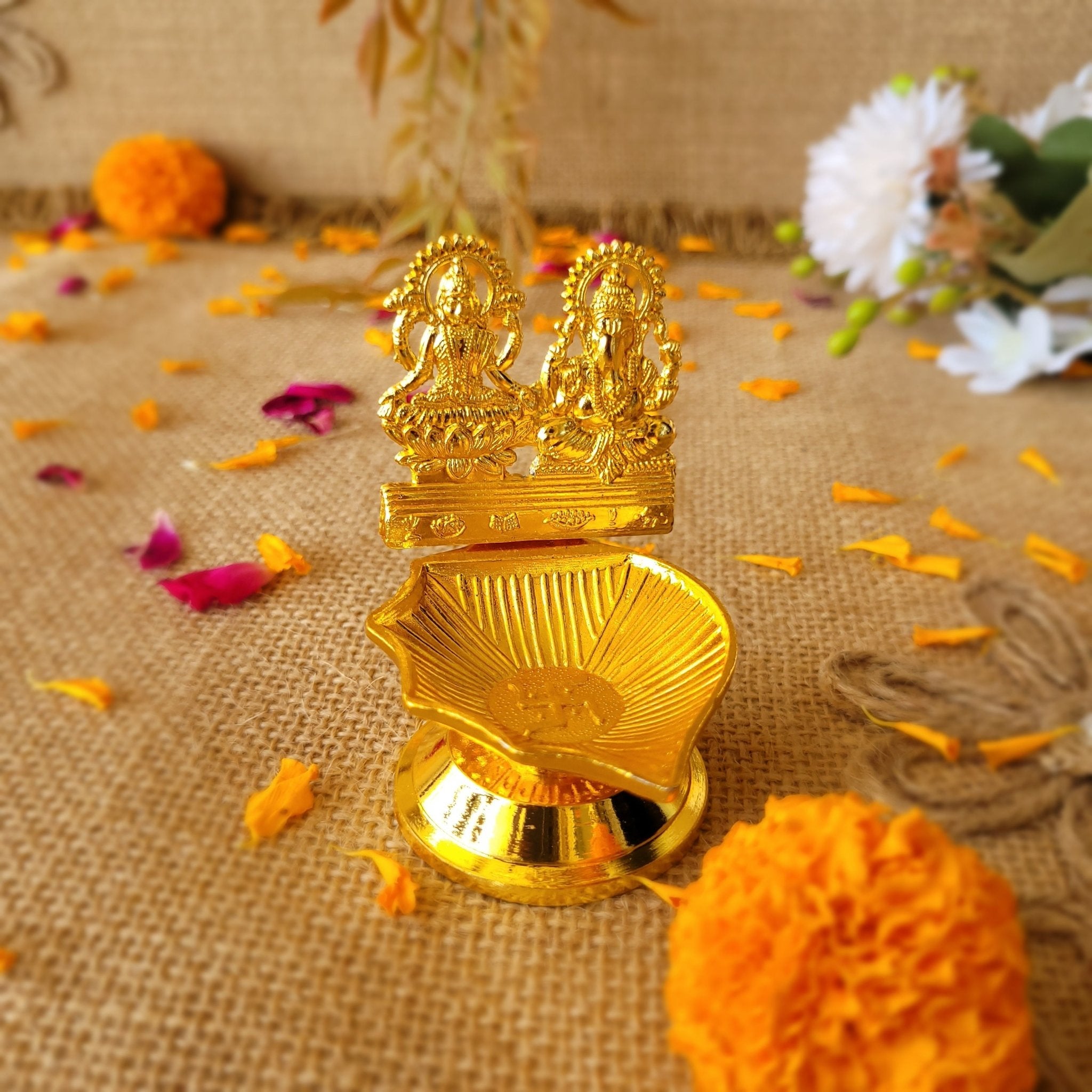 Brass Laxmi Ganesh Diya - SweeDesi