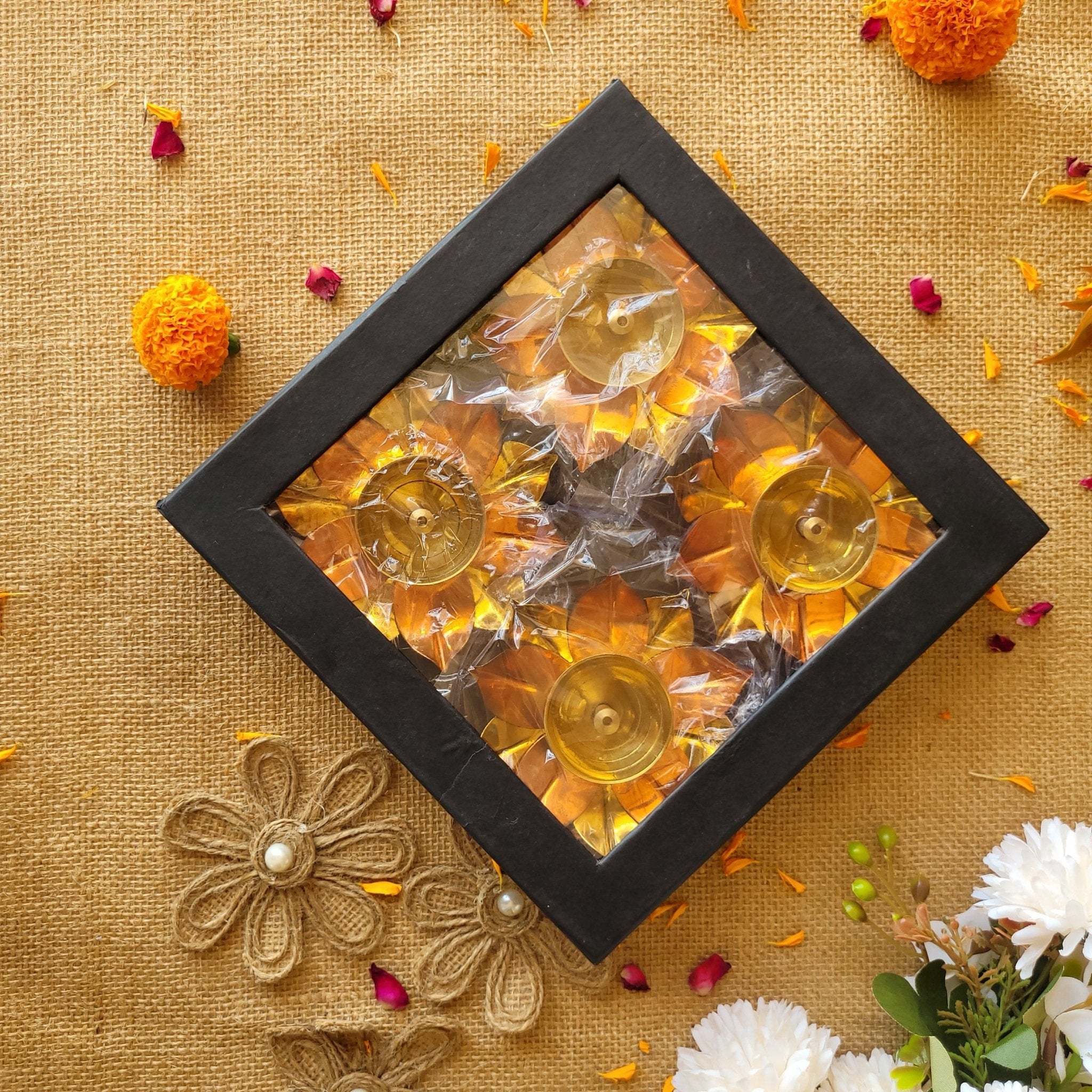 Brass Lotus Leaf Diya - SweeDesi