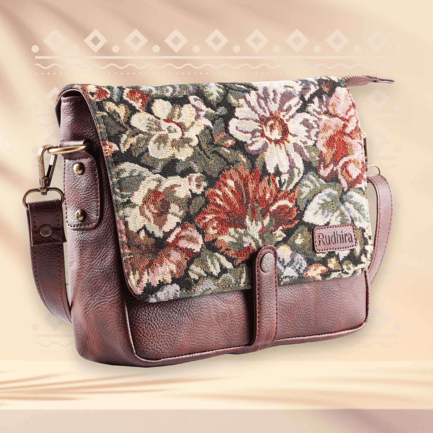 Floral Print Crossbody Messenger Bag - SweeDesi