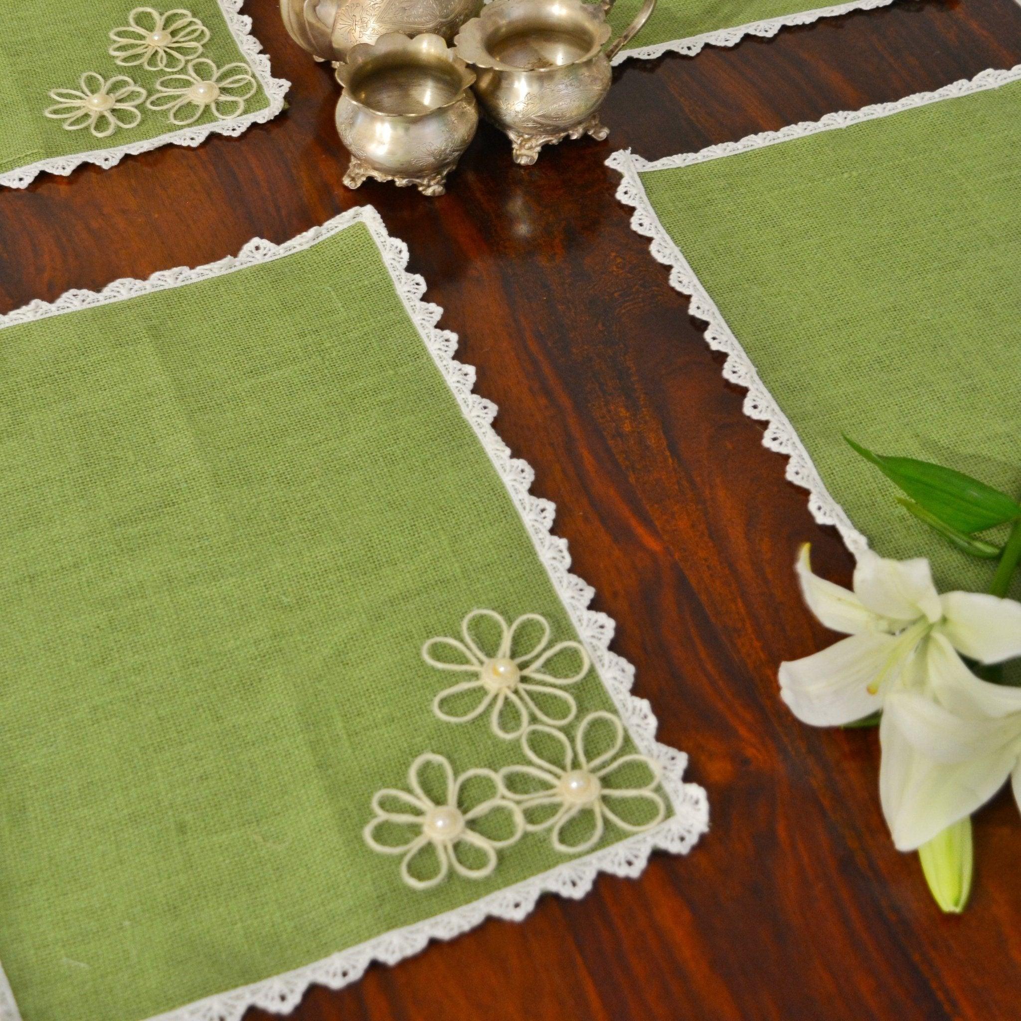 Jute Table Mat - Green - SweeDesi