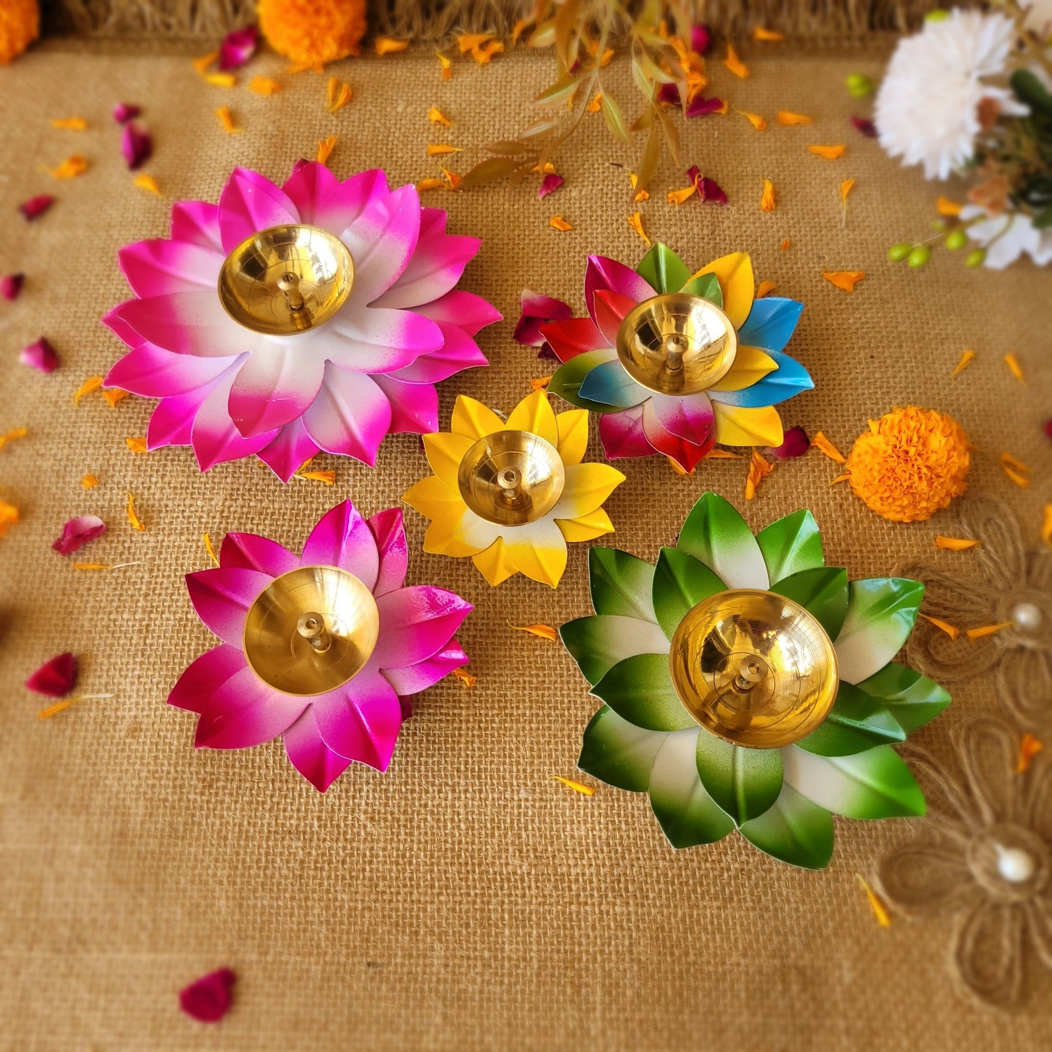 Lotus Brass Diya - SweeDesi