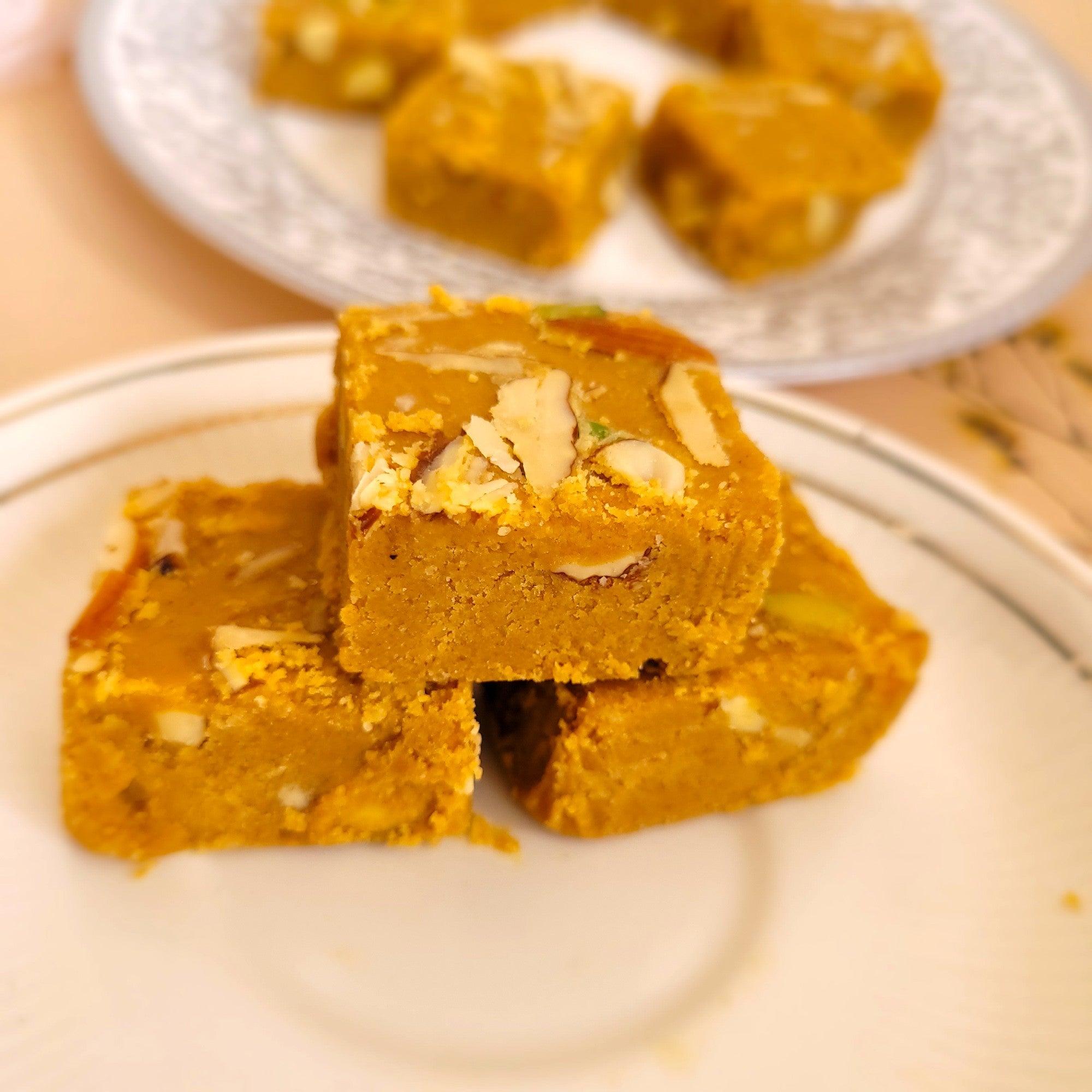    Roasted Chana Badam Barfi - 400gm available online at SweeDesi